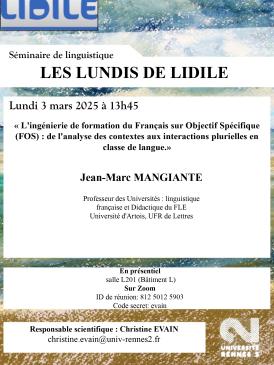 Séminaire de Linguistique – Les Lundis de LIDILE 📢