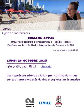 Cycle de conférences avec Rosiane Xypas - Professeure invitée - Chaire Internationale Rennes 2