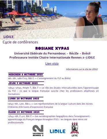 Cycle de conférences avec Rosiane Xypas - Professeure invitée - Chaire Internationale Rennes 2